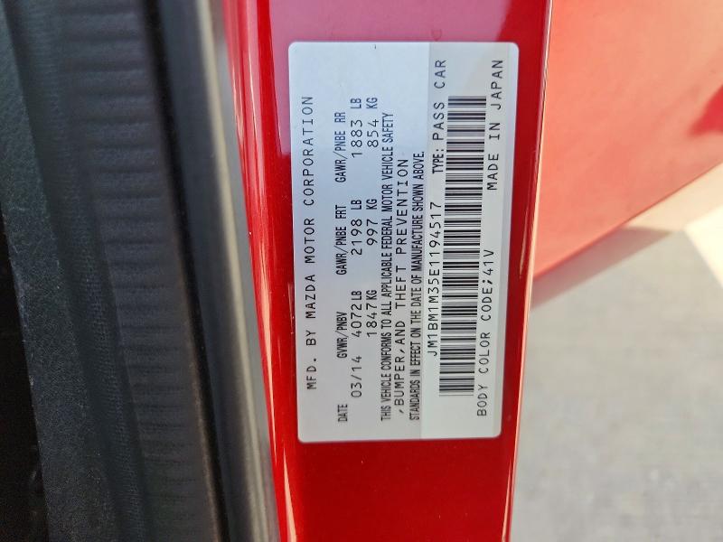 Aukcja sprzedaży 2014 Mazda 3, vin: JM1BM1M35E1194517, numer aukcji: 58932176
