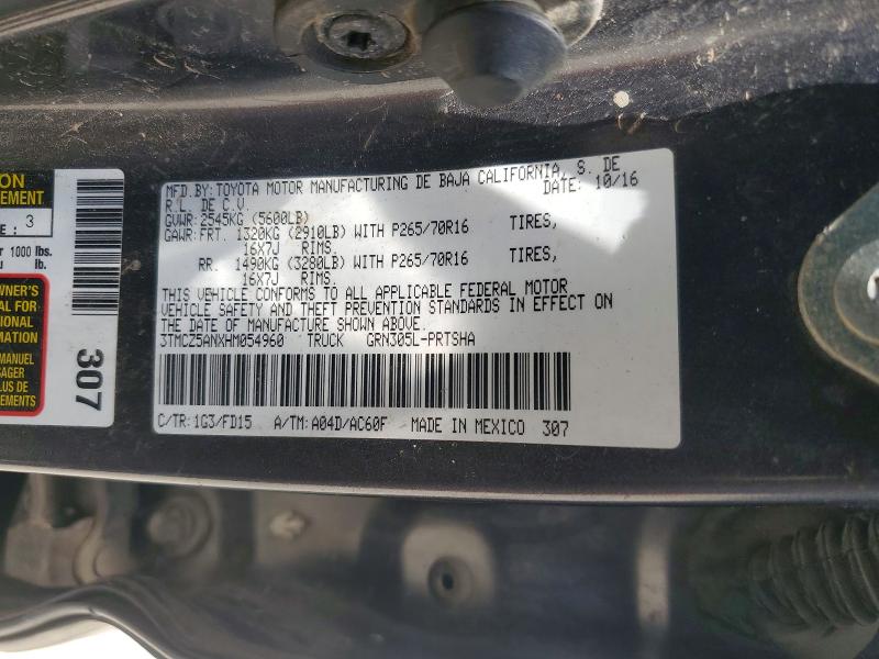 Aukcja sprzedaży 2017 Toyota Tacoma, vin: 3TMCZ5ANXHM054960, numer aukcji: 56343416