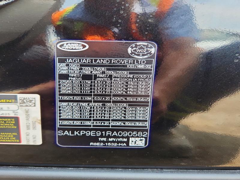 2024 Land Rover Range Rover მანქანა იყიდება აუქციონზე, vin: SALKP9E91RA090582, აუქციონის ნომერი: 55798806