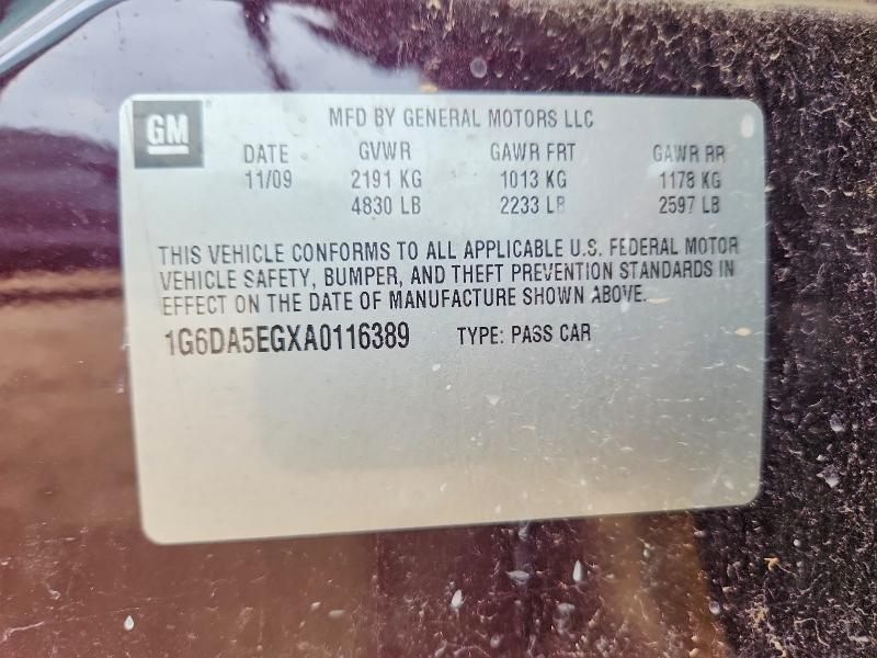 Aukcja sprzedaży 2010 Cadillac Cts, vin: 1G6DA5EGXA0116389, numer aukcji: 56777126