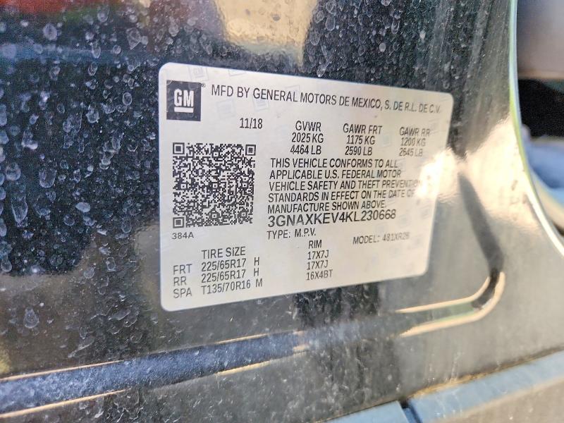 Aukcja sprzedaży 2019 Chevrolet Equinox, vin: 3GNAXKEV4KL230668, numer aukcji: 55608056