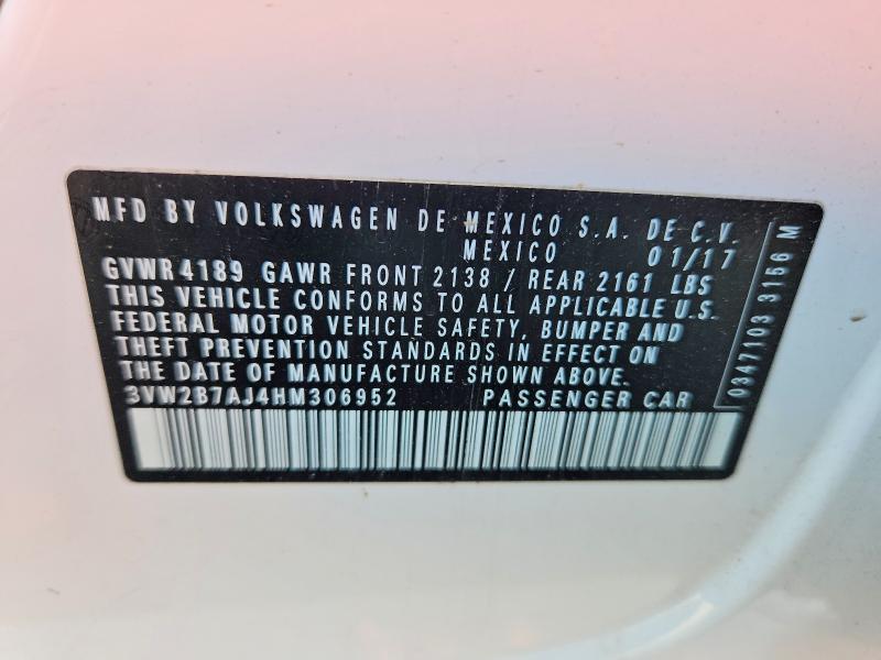 57811136 :رقم المزاد ، 3VW2B7AJ4HM306952 vin ، 2017 Volkswagen Jetta مزاد بيع