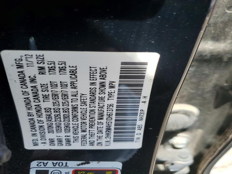 58158256 :رقم المزاد ، 2HKRM4H51DH613756 vin ، 2013 Honda Cr-v مزاد بيع