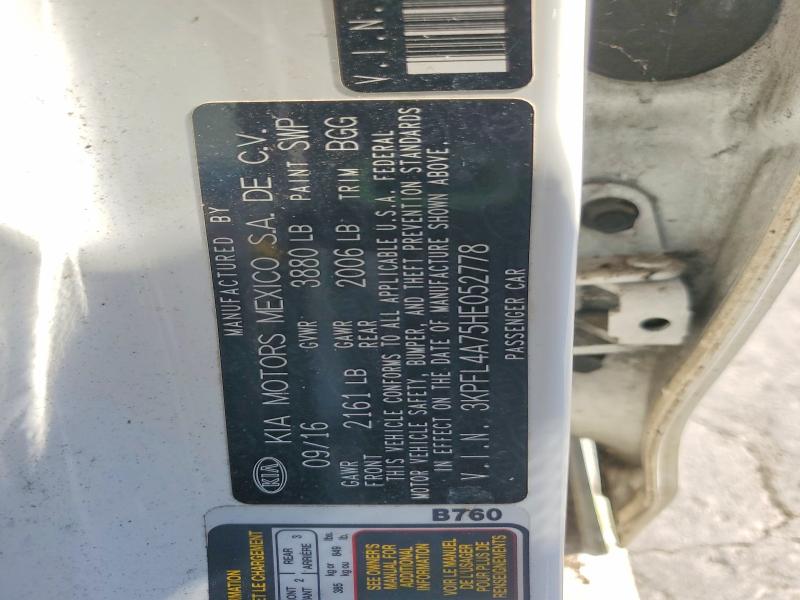 2017 Kia Forte მანქანა იყიდება აუქციონზე, vin: 3KPFL4A75HE052778, აუქციონის ნომერი: 57669646