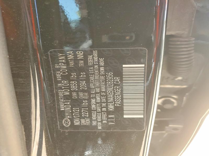 2022 Hyundai Elantra მანქანა იყიდება აუქციონზე, vin: KMHLN4AG5NU282956, აუქციონის ნომერი: 58464936