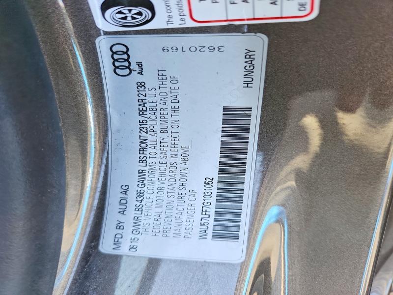 Продажа на аукционе авто 2016 Audi A3, vin: WAU57LFF7G1031052, номер лота: 55930276