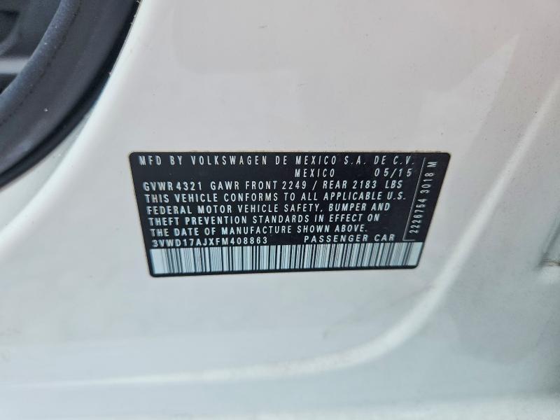 56818976 :رقم المزاد ، 3VWD17AJXFM408863 vin ، 2015 Volkswagen Jetta مزاد بيع