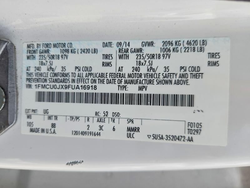 55965736 :رقم المزاد ، 1FMCU0JX9FUA16918 vin ، 2015 Ford Escape مزاد بيع