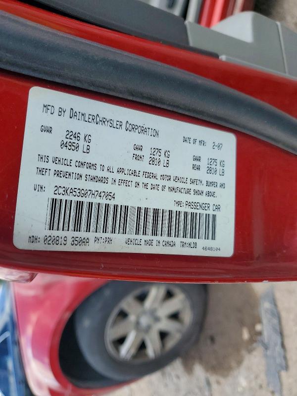 54320586 :رقم المزاد ، 2C3KA53G07H747054 vin ، 2007 Chrysler 300 مزاد بيع