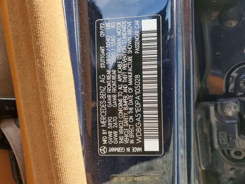 Продаж на аукціоні авто 1993 Mercedes-benz 500, vin: WDBGA51E0PA105028, номер лоту: 55771346