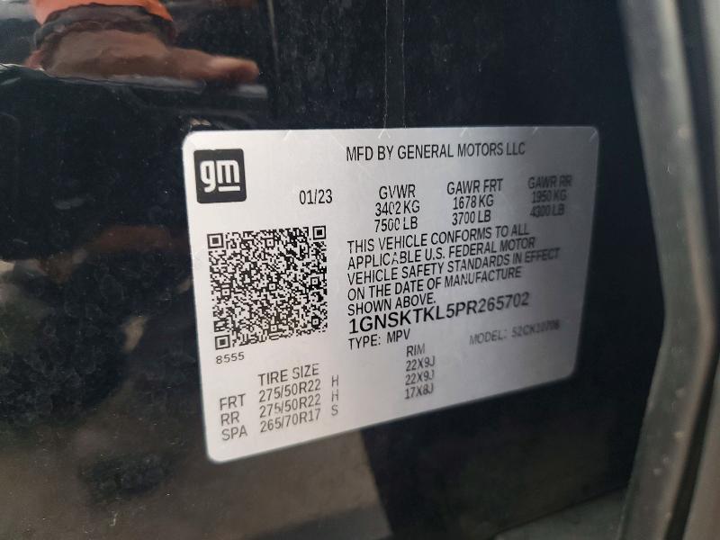 55591786 :رقم المزاد ، 1GNSKTKL5PR265702 vin ، 2023 Chevrolet Tahoe مزاد بيع