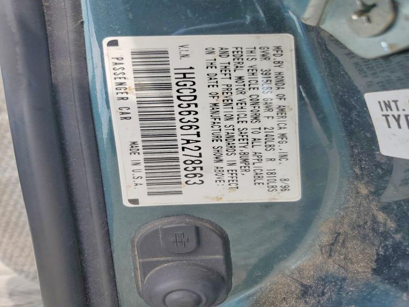Продаж на аукціоні авто 1996 Honda Accord, vin: 1HGCD5636TA278563, номер лоту: 58332996