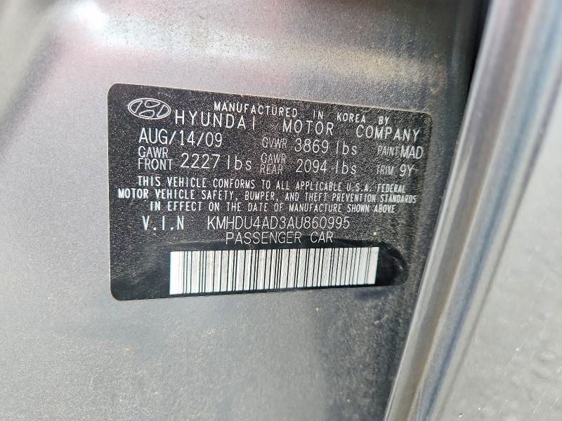 Продаж на аукціоні авто 2010 Hyundai Elantra, vin: KMHDU4AD3AU860995, номер лоту: 56328656