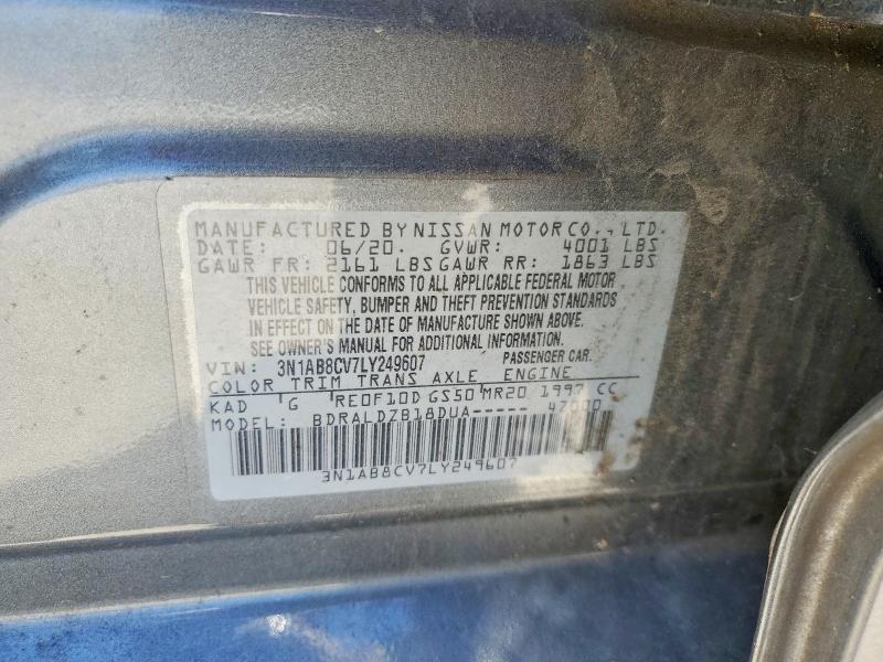 2020 Nissan Sentra მანქანა იყიდება აუქციონზე, vin: 3N1AB8CV7LY249607, აუქციონის ნომერი: 57943066