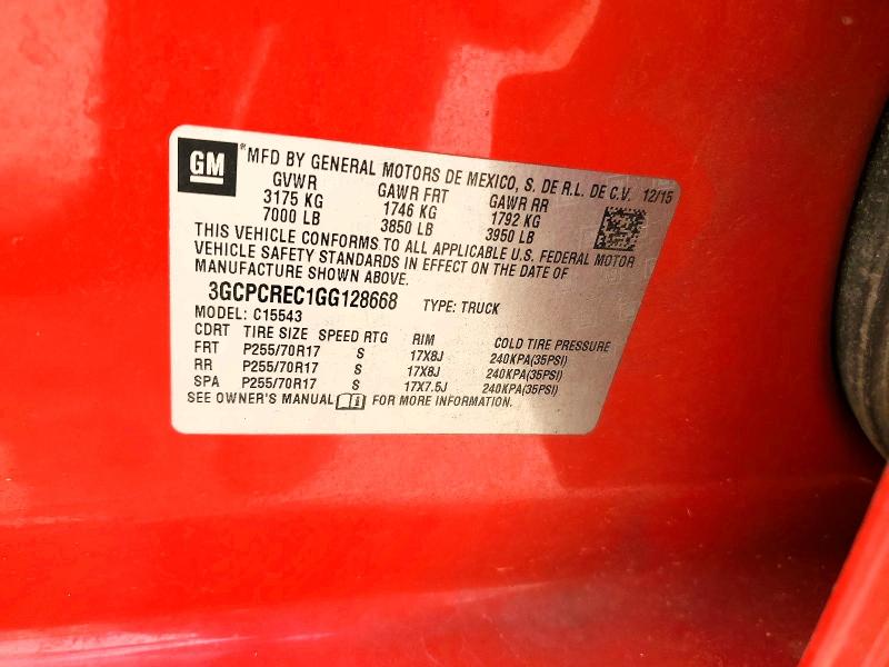 56250966 :رقم المزاد ، 3GCPCREC1GG128668 vin ، 2016 Chevrolet Silverado مزاد بيع
