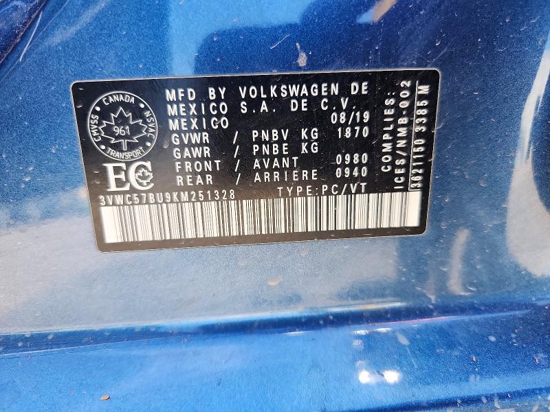 Продаж на аукціоні авто 2019 Volkswagen Jetta, vin: 3VWC57BU9KM251328, номер лоту: 56689226