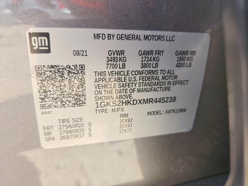 Aukcja sprzedaży 2021 Gmc Yukon Xl, vin: 1GKS2HKDXMR445238, numer aukcji: 56674236