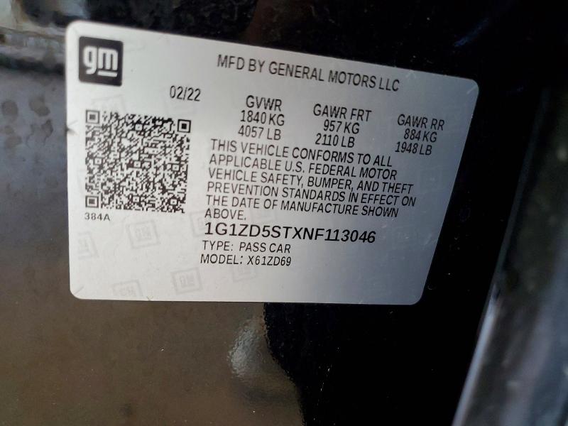 Продажа на аукционе авто 2022 Chevrolet Malibu, vin: 1G1ZD5STXNF113046, номер лота: 57207786