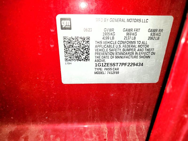 Продажа на аукционе авто 2023 Chevrolet Malibu, vin: 1G1ZE5ST7PF229434, номер лота: 58813426