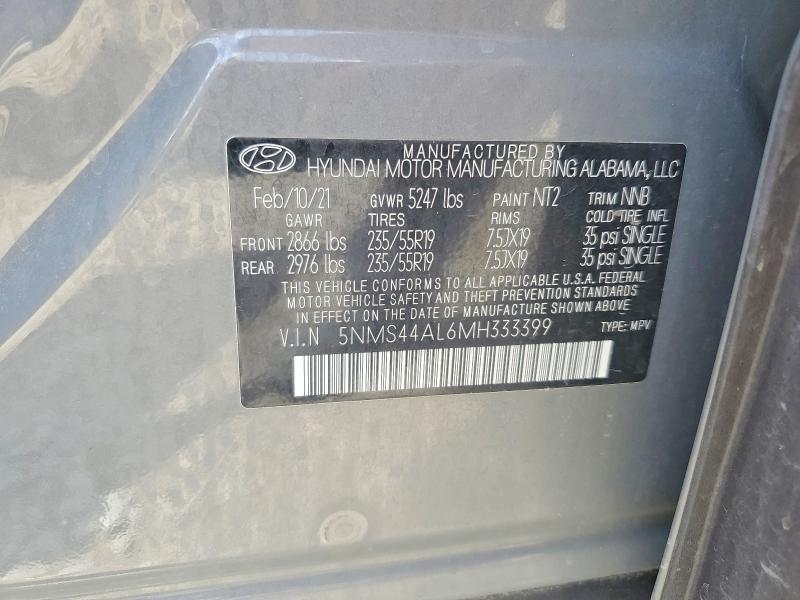 Aukcja sprzedaży 2021 Hyundai Santa Fe, vin: 5NMS44AL6MH333399, numer aukcji: 57497146