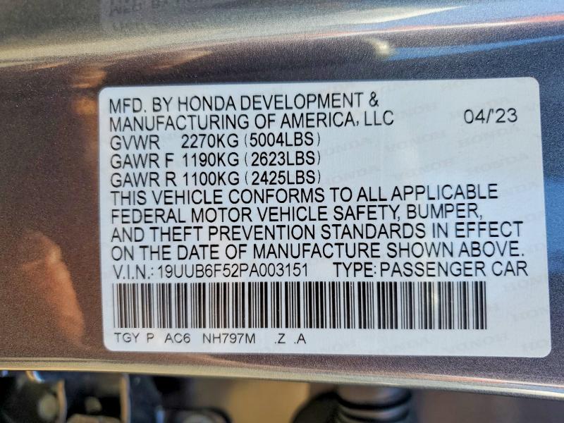 2023 Acura Tlx მანქანა იყიდება აუქციონზე, vin: 19UUB6F52PA003151, აუქციონის ნომერი: 57205406