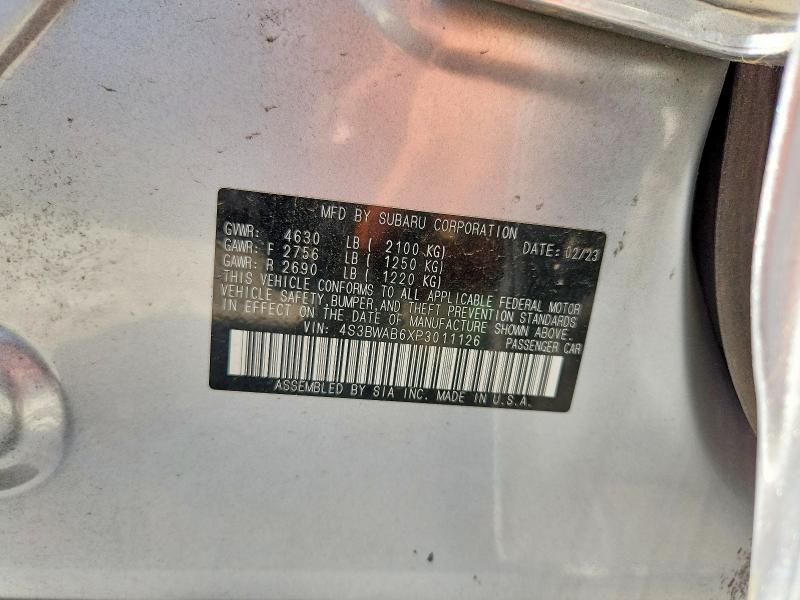 56221306 :رقم المزاد ، 4S3BWAB6XP3011126 vin ، 2023 Subaru Legacy مزاد بيع