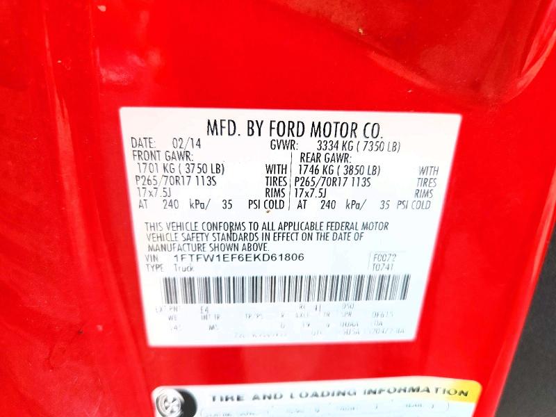 Aukcja sprzedaży 2014 Ford F150, vin: 1FTFW1EF6EKD61806, numer aukcji: 56121656