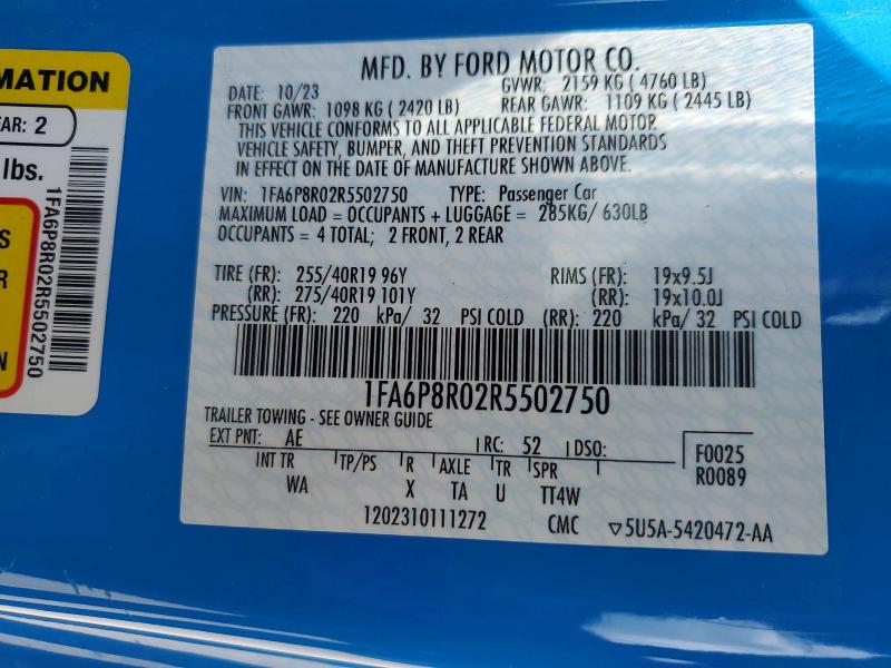 Продажа на аукционе авто 2024 Ford Mustang, vin: 1FA6P8R02R5502750, номер лота: 55522116
