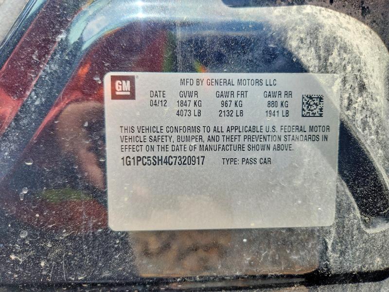 59229686 :رقم المزاد ، 1G1PC5SH4C7320917 vin ، 2012 Chevrolet Cruze مزاد بيع