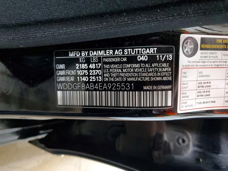 2014 Mercedes-benz C მანქანა იყიდება აუქციონზე, vin: WDDGF8AB4EA925531, აუქციონის ნომერი: 57898926