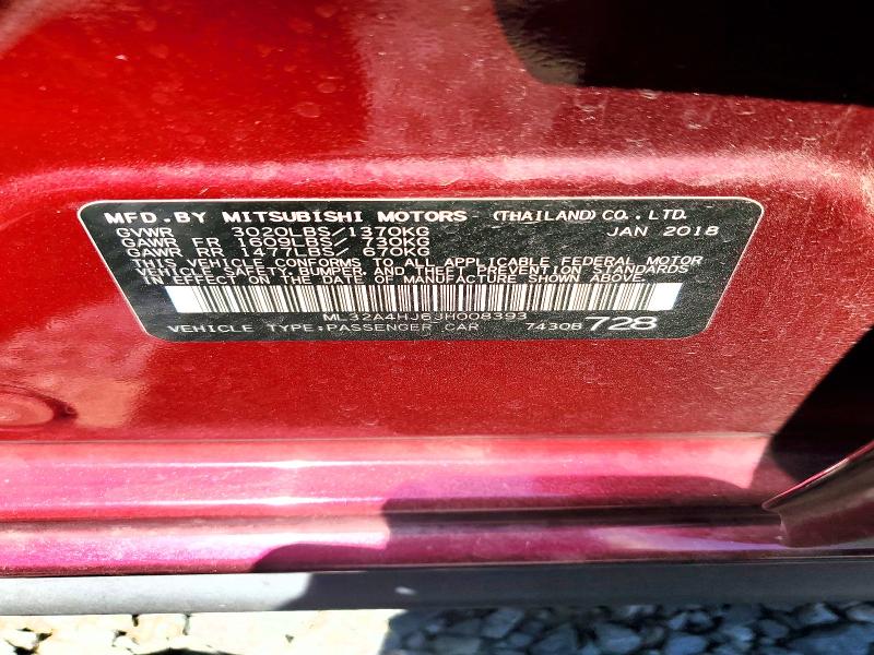 Aukcja sprzedaży 2018 Mitsubishi Mirage, vin: ML32A4HJ6JH008393, numer aukcji: 56293426