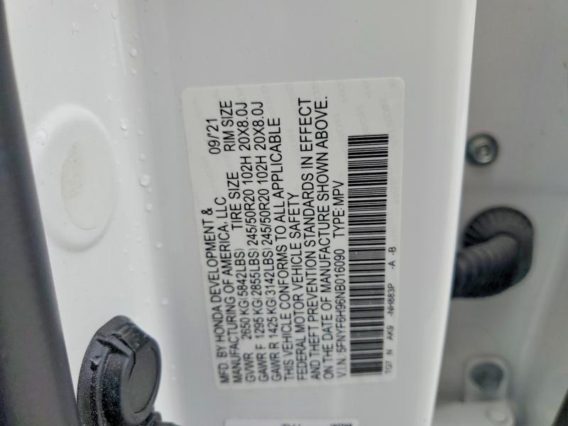 Aukcja sprzedaży 2022 Honda Pilot, vin: 5FNYF6H96NB016090, numer aukcji: 56533816