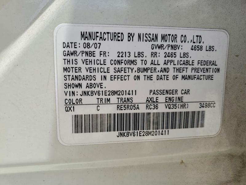 Продажа на аукционе авто 2008 Infiniti G35, vin: JNKBV61E28M201411, номер лота: 56097786
