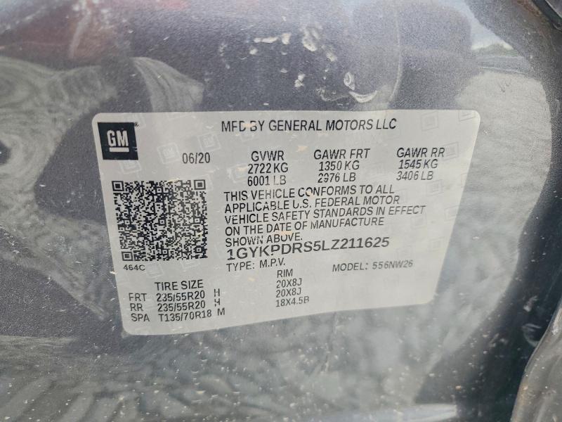 57200956 :رقم المزاد ، 1GYKPDRS5LZ211625 vin ، 2020 Cadillac Xt6 مزاد بيع