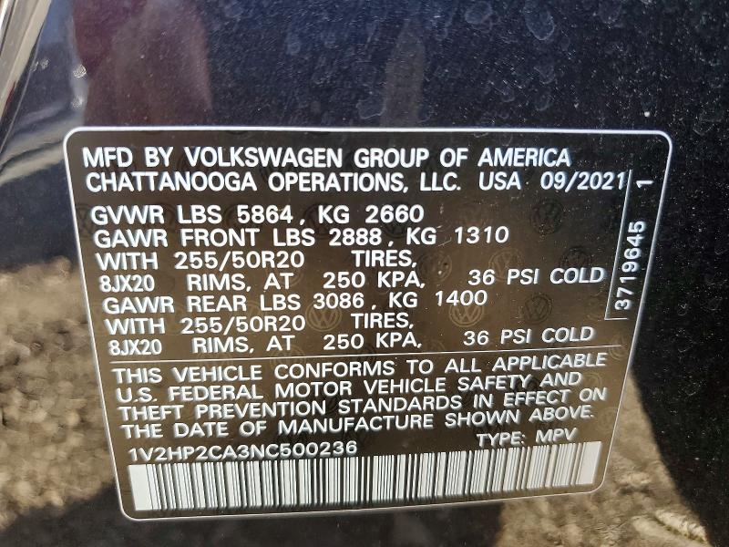 Продаж на аукціоні авто 2022 Volkswagen Atlas, vin: 1V2HP2CA3NC500236, номер лоту: 56359626