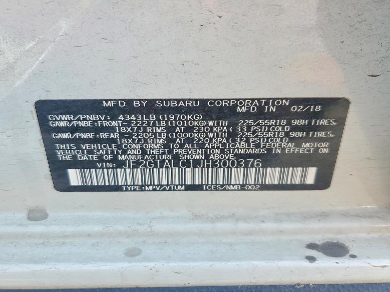 Продажа на аукционе авто 2018 Subaru Crosstrek, vin: JF2GTALC1JH300376, номер лота: 58156756