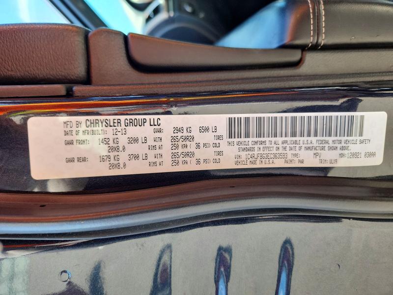 Продажа на аукционе авто 2014 Jeep Grand Cherokee, vin: 1C4RJFBG3EC363593, номер лота: 58794286
