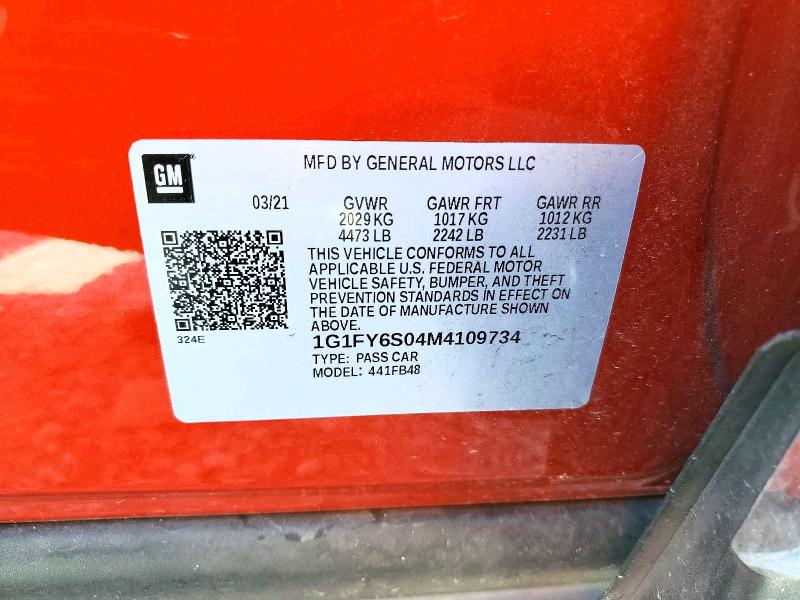 Aukcja sprzedaży 2021 Chevrolet Bolt Ev, vin: 1G1FY6S04M4109734, numer aukcji: 57236706
