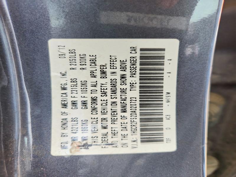 2013 Honda Accord მანქანა იყიდება აუქციონზე, vin: 1HGCR2F52DA020723, აუქციონის ნომერი: 55563846
