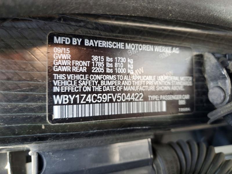 Продажа на аукционе авто 2015 Bmw I3, vin: WBY1Z4C59FV504422, номер лота: 57065296