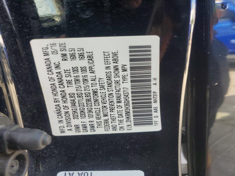 57863696 :رقم المزاد ، 2HKRM3H36GH543717 vin ، 2016 Honda Cr-v مزاد بيع