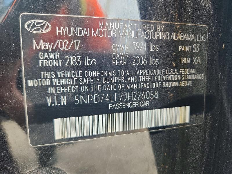 2018 Hyundai Elantra მანქანა იყიდება აუქციონზე, vin: 5NPD74LF7JH226058, აუქციონის ნომერი: 55521966