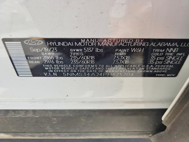 Продаж на аукціоні авто 2023 Hyundai Santa Fe, vin: 5NMS34AJ4PH625204, номер лоту: 58604296