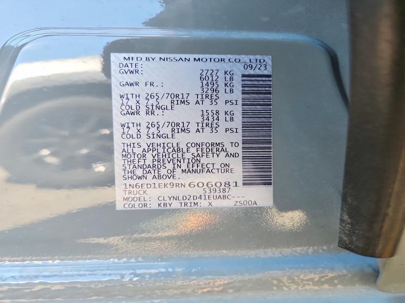 57705206 :رقم المزاد ، 1N6ED1EK9RN606081 vin ، 2024 Nissan Frontier مزاد بيع