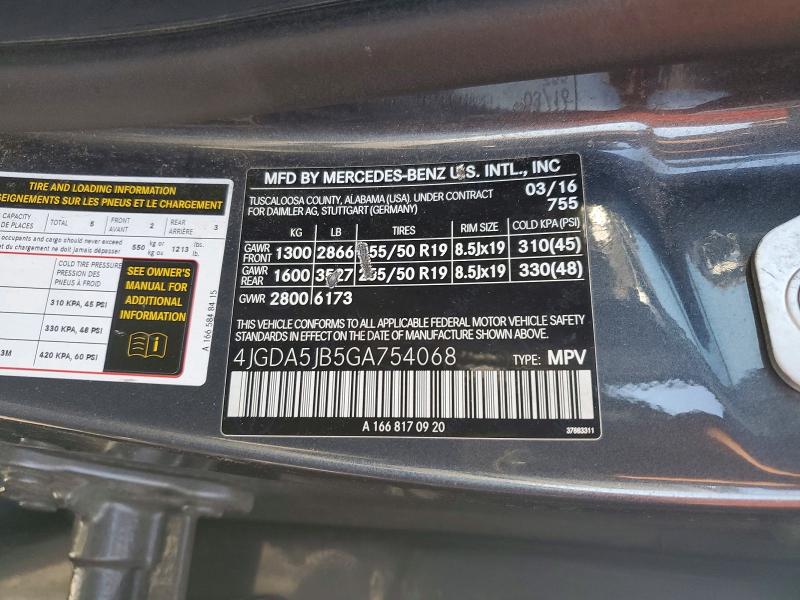 Aukcja sprzedaży 2016 Mercedes-benz Gle, vin: 4JGDA5JB5GA754068, numer aukcji: 77249095