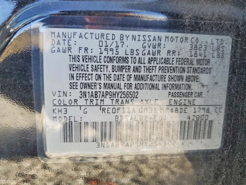 2017 Nissan Sentra მანქანა იყიდება აუქციონზე, vin: 3N1AB7AP9HY256502, აუქციონის ნომერი: 58652576