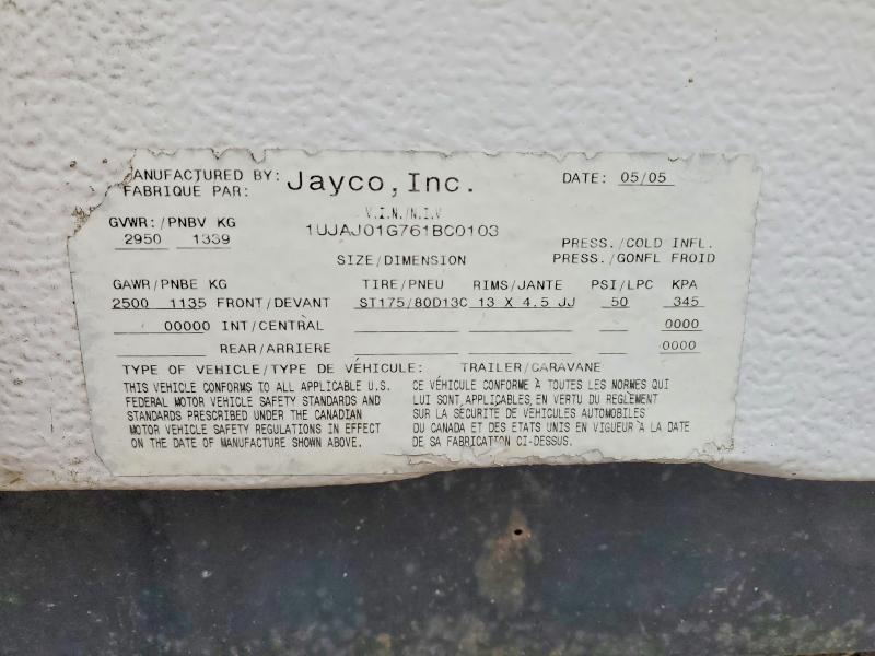 57595716 :رقم المزاد ، 1UJAJ01G761BC0103 vin ، 2006 Jayco Jay Trailers مزاد بيع