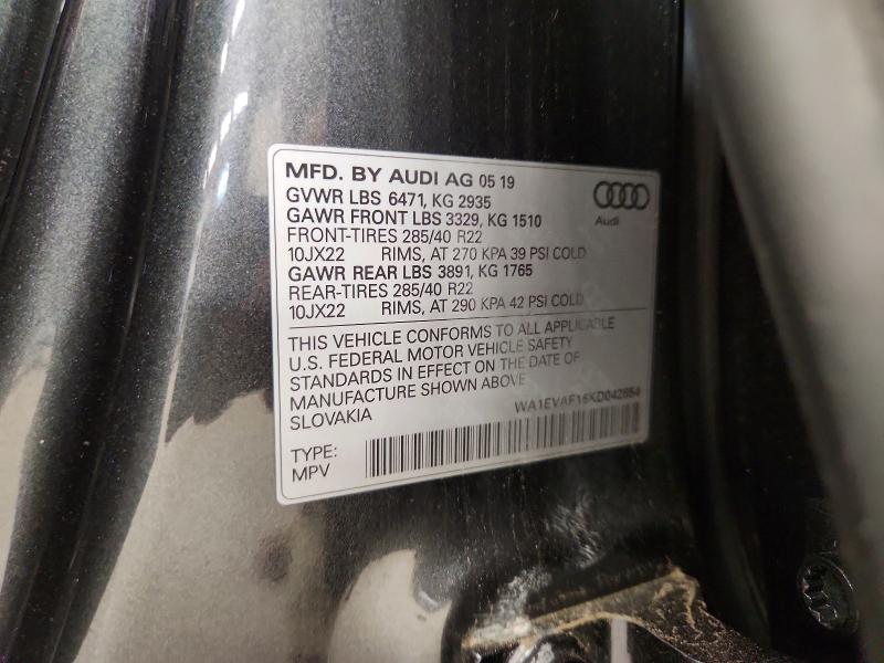 Продажа на аукционе авто 2019 Audi Q8, vin: WA1EVAF16KD042854, номер лота: 56482096