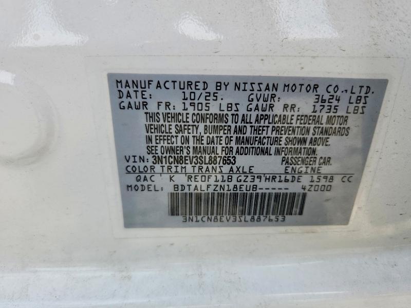 Продажа на аукционе авто 2025 Nissan Versa, vin: 3N1CN8EV3SL887653, номер лота: 55592326
