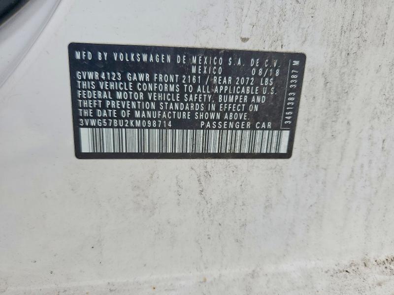Продаж на аукціоні авто 2019 Volkswagen Jetta, vin: 3VWG57BU2KM098714, номер лоту: 58486956